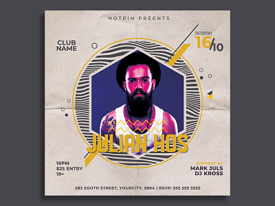 Dj Party Flyer Template club flyer concert concert flyer dj dj concert flyer dj flyer dj tour dubstep edm electro elegant event flyer template guest dj hip hop instagram invitation minimal mixtape