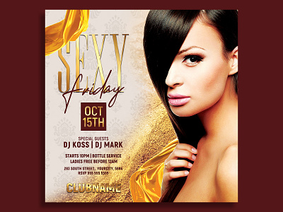 Ladies Night Flyer Template 2 anniversary birthday birthday bash birthday party classy club flyer event fashion flyer design flyer template girl girls night out glamour gold instagram invitation ladies ladies night latin night