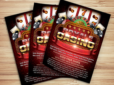 Casino Magazine Ad or flyer Template V5 advertising black cards casino chips clean conceptual design dice flyer flyer template gambling gold leaflet magazine ad template modern money poker promotional red roulette slots table vip website