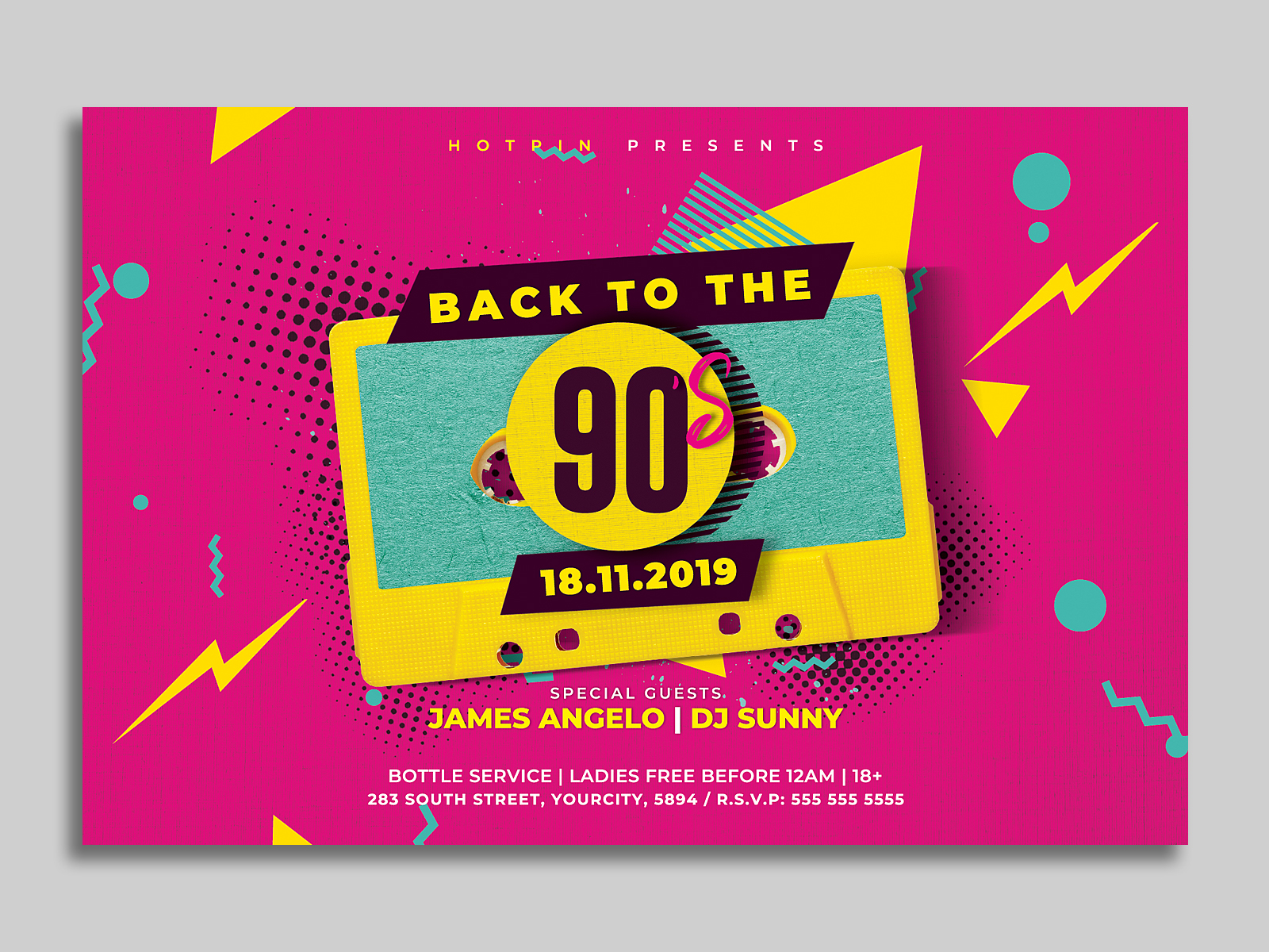 Retro 90s Party Flyer Template by Hotpin on Dribbble