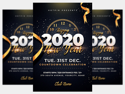 New Year Party Flyer Template club flyer flyer flyer design gold invitation new year new year 2020 new year countdown new year invitation new year party new year party flyer new years eve nightclub nye nye flyer party party flyer poster