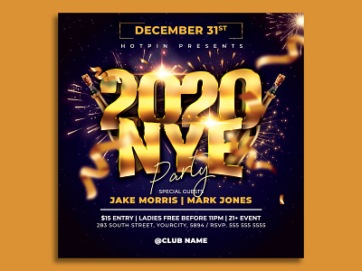 New Year Eve Flyer Template advertising classy club club flyer flyer flyer design gold instagram invitation new year 2020 new year countdown new year invitation new year party new years eve nightclub nye nye flyer party