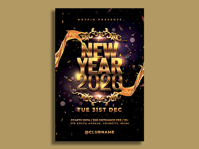 New Years Eve Flyer Template 2020 party christmas party club flyer dj flyer flyer design flyer template gold merry christmas new year new year 2020 new year countdown new year invitation new year party new year party flyer new years eve nightclub nye nye flyer