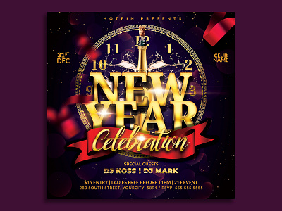New Year Eve Flyer Template 2020 party christmas party club flyer dj flyer flyer design flyer template gold merry christmas new year new year 2020 new year countdown new year invitation new year party new year party flyer new years eve nightclub nye nye flyer