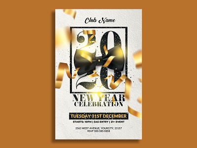 New Year Flyer Template flyer template gold merry christmas new year new year 2020 new year countdown new year invitation new year party new years eve nightclub nye nye flyer party party flyer post poster text gold