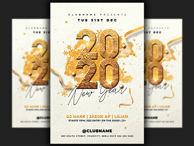 New Year Flyer Template 2020 party christmas party club flyer dj flyer flyer design flyer template gold merry christmas new year new year 2020 new year countdown new year invitation new year party new years eve nightclub nye nye flyer