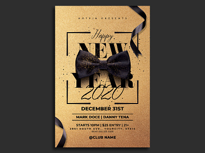 New Year Flyer Invitation Template 2020 party christmas party club flyer dj flyer flyer design flyer template gold new year new year 2020 new year countdown new year invitation new year party new year party flyer new years eve nightclub nye nye flyer