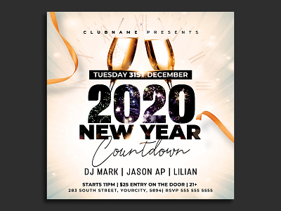 New Year Flyer Template club flyer dj flyer flyer design flyer template instagram new year new year 2020 new year countdown new year invitation new year party new years eve nightclub nye nye flyer party party flyer post