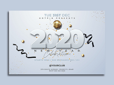 New Year Flyer Template 2020 party christmas party club flyer dj flyer flyer design flyer template gold merry christmas new year new year 2020 new year countdown new year invitation new year party new years eve nightclub nye nye flyer