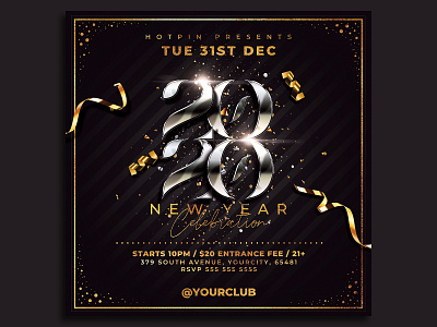 New Year Flyer Template 2020 party christmas party club flyer dj flyer flyer design flyer template instagram new year new year 2020 new year countdown new year invitation new year party new years eve nightclub nye nye flyer party