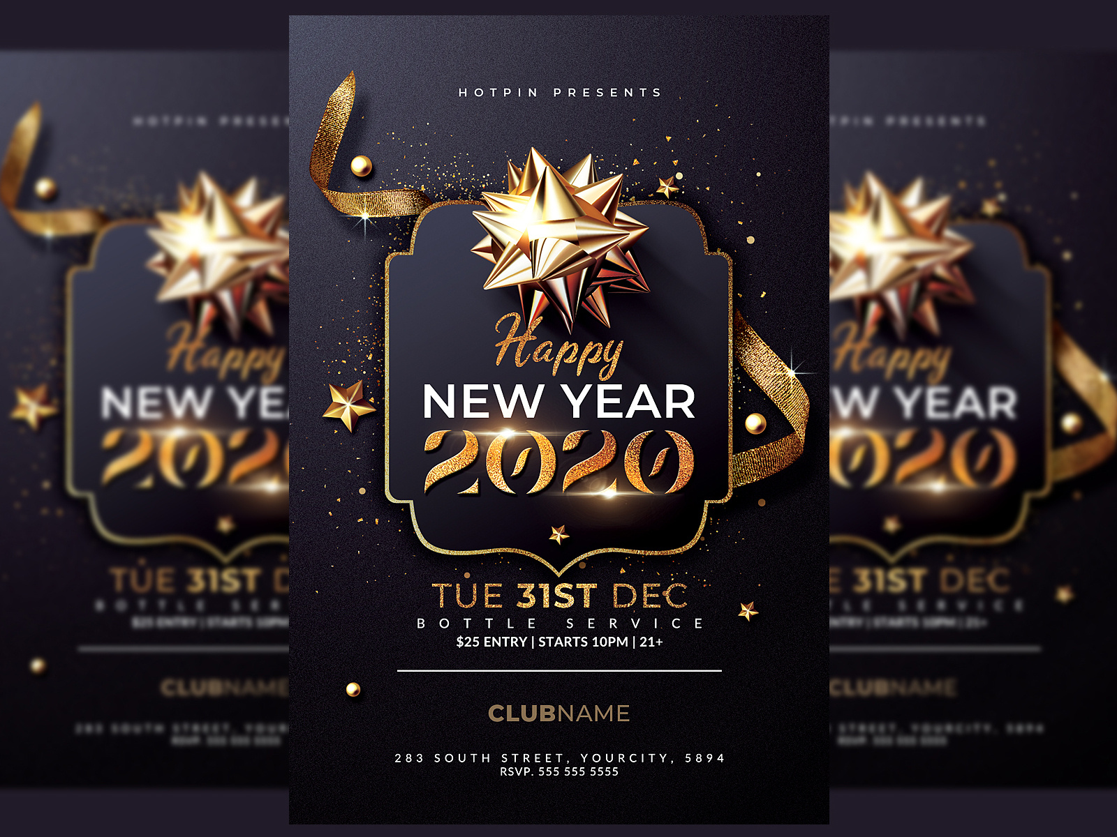 New Year Flyer Invitation Template by Hotpin on Dribbble With Free New Years Eve Flyer Template