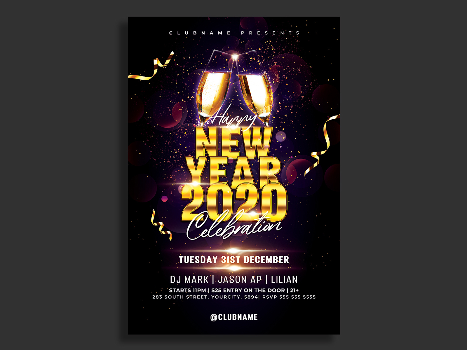 New Year Flyer Template by Hotpin on Dribbble