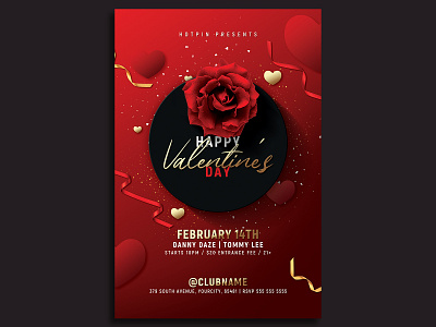 Valentines Day Flyer Template flyer flyer design flyer template gold heart invitation modern party flyer poster psd template red saint valentines st valentines template valentines day