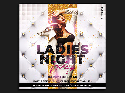 Ladies Night Party Flyer Template birthday bash birthday party classy flyer club flyer dj flyer event elegant fashion flyer template girls night out glamour invitation ladies ladies night luxury night club nightclub party party flyer