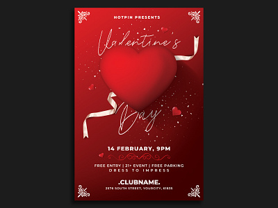 Valentines Day Flyer classy club flyer design elegant flyer design flyer template gold heart invitation modern party flyer poster psd template red saint valentines st valentines template valentine valentines day valentines day card