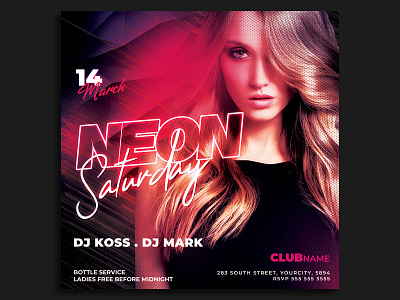 Night Club Flyer Template classy flyer club flyer dj flyer event elegant fashion flyer template girls night out glamour invitation ladies ladies night luxury neon flyer night club nightclub party party flyer