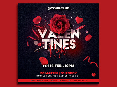 Valentines Day Party Flyer Template classy club flyer design elegant flyer design flyer template heart invitation modern party flyer poster psd template red saint valentines st valentines template valentine valentines day valentines day card
