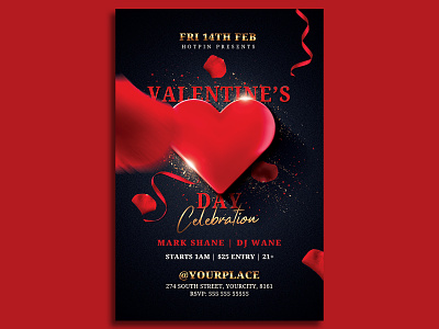 Valentines Day Flyer Template classy club flyer design elegant flyer design flyer template gold heart invitation modern party flyer poster psd template red saint valentines st valentines template valentine valentines day