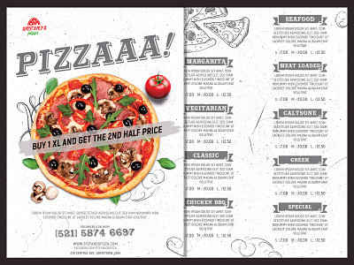 Pizza menu flyer template