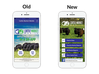 Cattle Market Mobile Page Old And New Iphone Silver app cattle market mobile iphone redesign ui