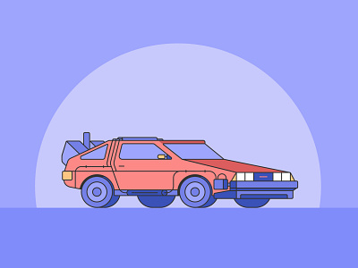 DeLorean 80s back to the future car delorean dmc hellodribble illustraion retro time travel