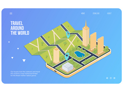 Isometric map city design illustraion iphone iso isometry map phone town vector web web design world