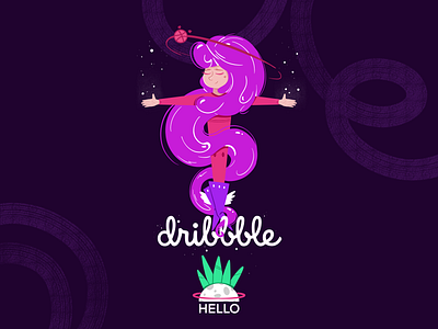 Hello Dribbble art bright bright character character character design cosmos design dribbble dribbledebut first firstshot graphic design hello hello dribbble hellodribbble illustration minimalism planets shot space