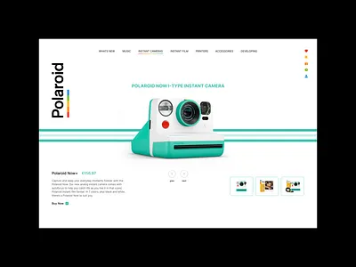 Polaroid – Product Page Concept branding camera concept design figma graphic design instant instax kodak logo minimalism nostalgi onestep photo polaroid product product page sx 70 ui ux