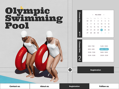 Pool Time - registration page branding concept design figma inspiration olympic swimming pool pool day pool landing page pool web design poolside registration page sport swimming swimming pool swimmingpool ui ux web design website wes anderson