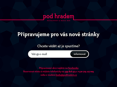 Pod Hradem Coming soon bar club coming design ph restaurant web design website