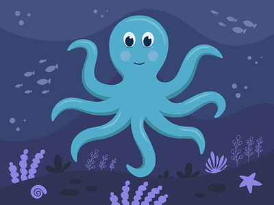 Octopus illustration design flat illustration
