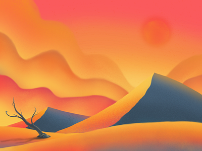 Desolate Desert Dream color gradient illustration landscape procreate zakperrycreative