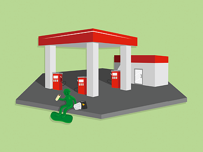 Gas Station Cuisine army food game gas station geometry illustration perspective shapes simple simplistic soldier