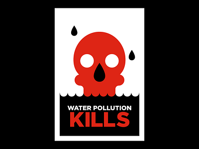 WATER POLLUTION KILLS 1 color activism bold pollution poster protest skull strong water