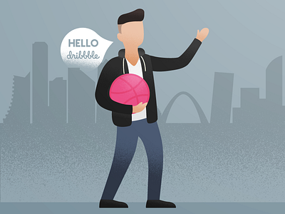 Hello dribbble! debut developer hello illustration invite texture thanks vector