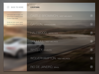 WIP - iPad Careers App - Locations Page app apple auto automotive button car gradient ios ipad maverick tablet
