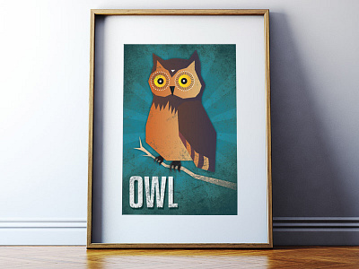 Owl animal children kids nursery owl poster vector