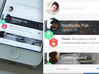 Suggest place (iOS7) add comment design early stage feed ios ios7 iphone mobile vote