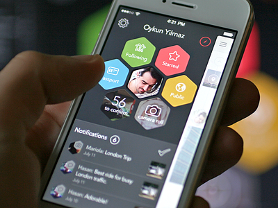 Menu Concept (iOS) design early stage hexagon ios ios7 iphone menu mobile notification