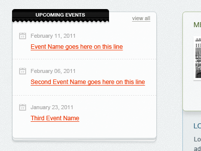 Upcoming events block