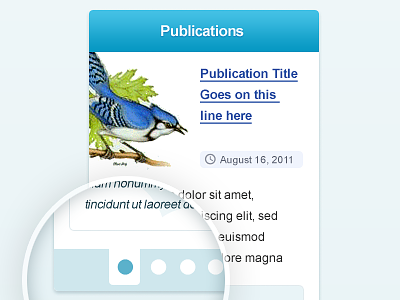Publications & Twitter Block artwork bird block blue bullets interface organisation pictos publications tweet twitter web web ui website