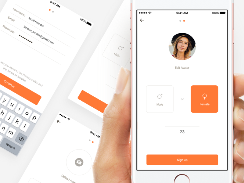 2 step sign-up flow ios iphone signup fashion avatar gender form age flow mobile