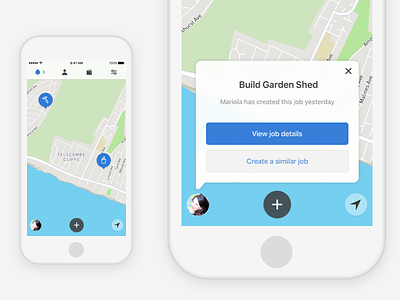 Job card - iOS button ios iphone map modal navigation pin