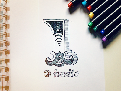 1 Dribbble Invite Giveaway draft dribbble dribbble invite invitation invite number one sketch typo typography