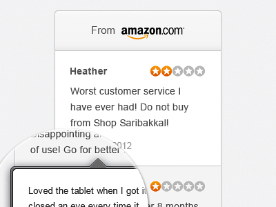 Feedbacks from Amazon.com amazon clean dropdown feedback rating review sidebar star web web ui website