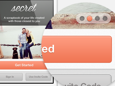 Welcome Screen bullet button clean ios iphone minimalist mobile orange pastel slide slideshow swipe ui