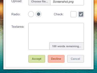 Form Elements accept button cancel check checkbox decline dropdown file upload form input listbox optionbox textarea upload web web design web ui webdesign website
