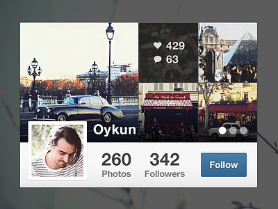 Instagram Mini Profile avatar bullets hover instagram photo rebound web widget