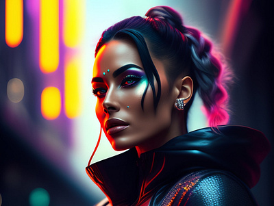 Cyberpunk girl close up 3d 3d design cyberpunk design graphic design illustration