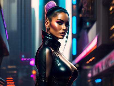 Cyberpunk girl on street 2100 3d 3d design cyberpunk design graphic design illustration